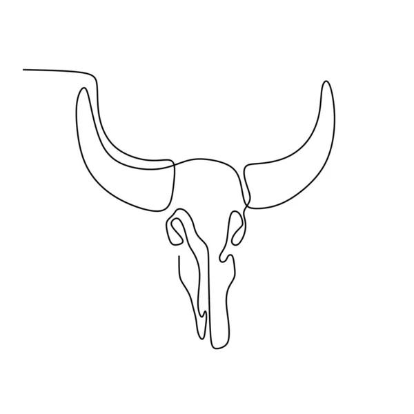 Biison Jedna Čára Kreslení Minimalistického Designu — Stockový vektor