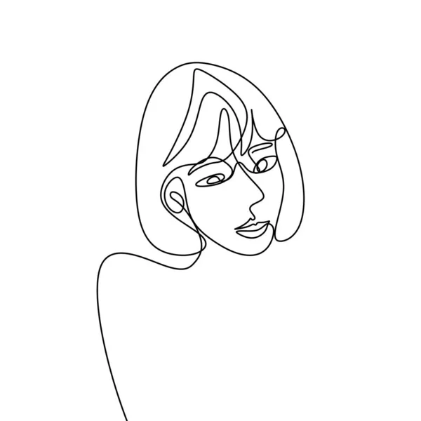 Kız tek çizgi beyaz arka plan üzerinde minimalist tasarım çizim — Stok Vektör