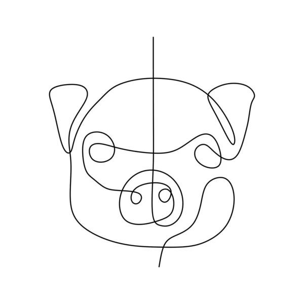 Pig One Line Kontinuierliche Zeichnung Minimalismus Design — Stockvektor