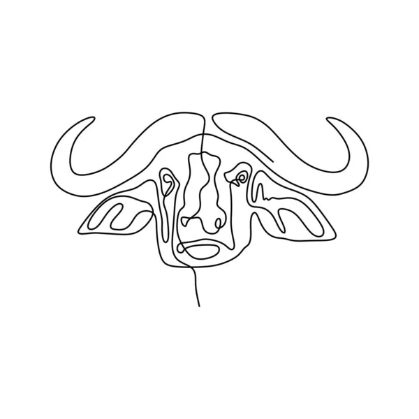 Bisonte Una Línea Dibujo Diseño Minimalista — Vector de stock