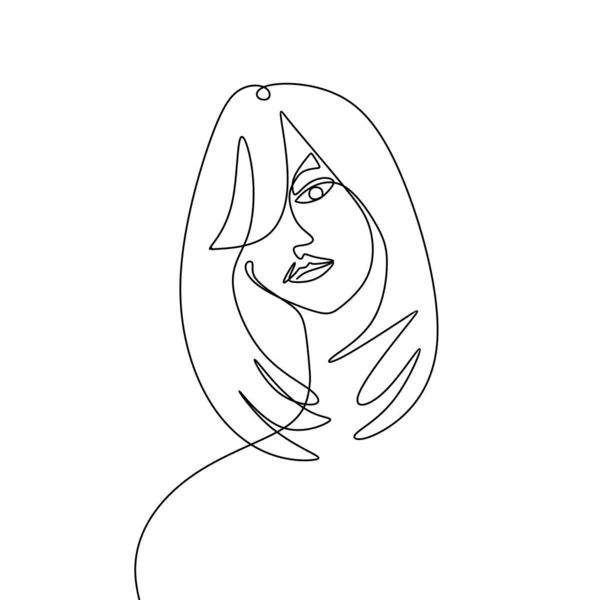 白い背景にミニマリストデザインを描く女の子1線 — ストックベクタ