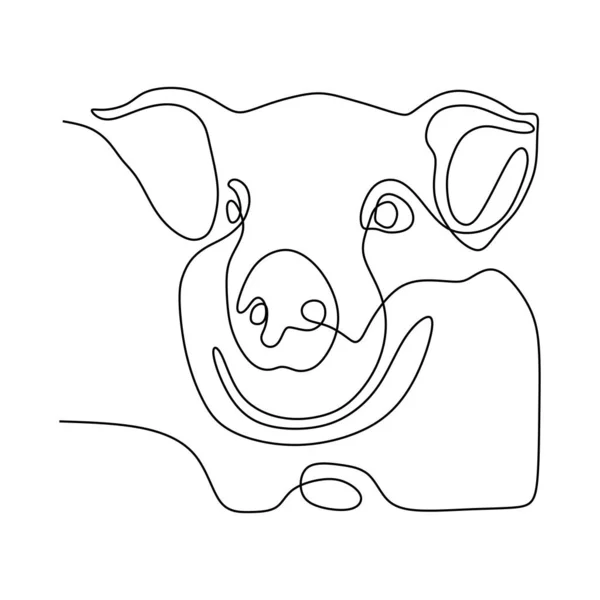 Pig One Line Continuous Drawing Minimalism Design — Stock Vector