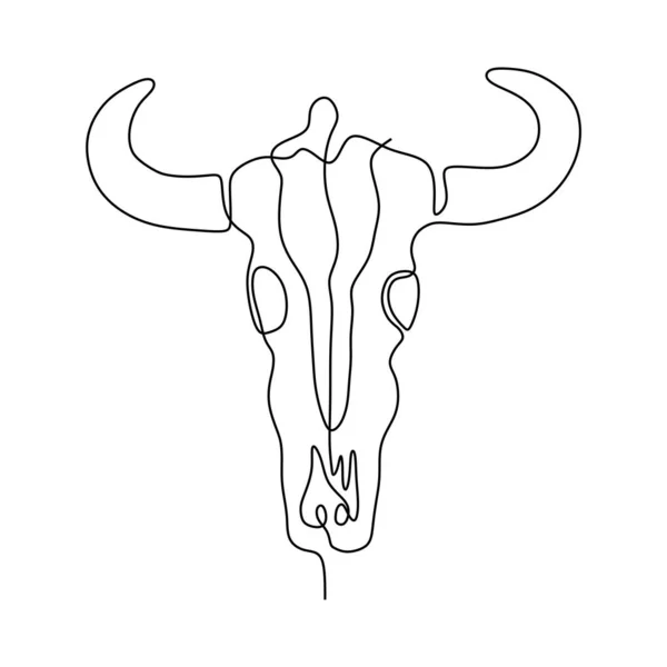Bisonte Una Línea Dibujo Diseño Minimalista — Vector de stock