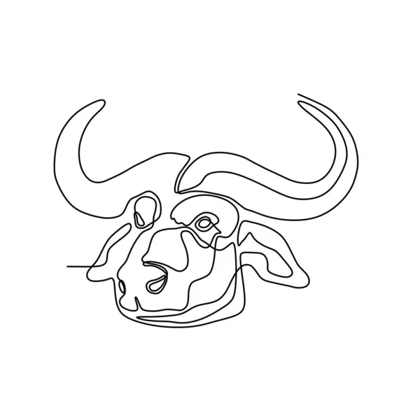 Bison Desenho Uma Linha Design Minimalista — Vetor de Stock