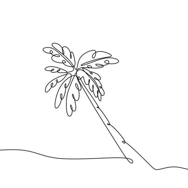 Пальмове Дерево Один Безперервний Малюнок Лінії Мінімалістичний Дизайн — стоковий вектор