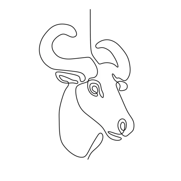 Biison Jedna Čára Kreslení Minimalistického Designu — Stockový vektor