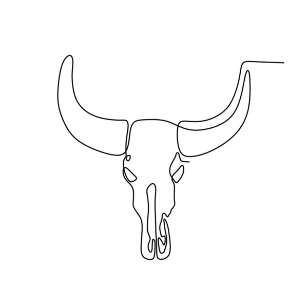 Bison Eine Linie Zeichnung Minimalistisches Design — Stockvektor