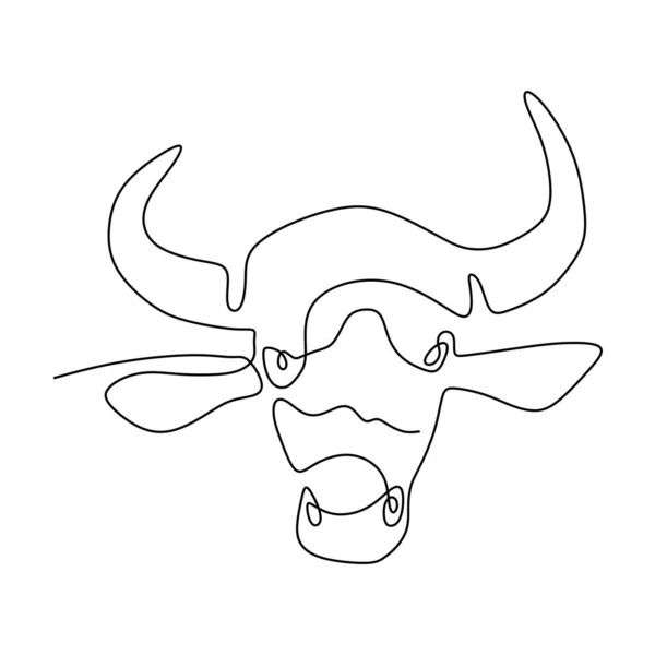 Bisonte Una Línea Dibujo Diseño Minimalista — Vector de stock