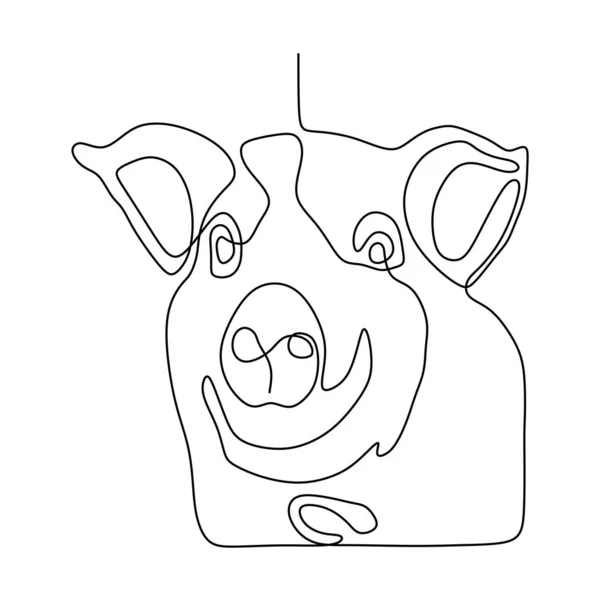 Pig One Line Kontinuierliche Zeichnung Minimalismus Design — Stockvektor