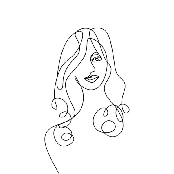 Menina uma linha desenho design minimalista no fundo branco — Vetor de Stock