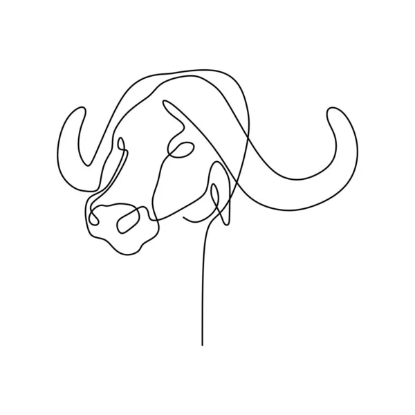 Bison One Line Drawing Minimalist Design — Stock Vector
