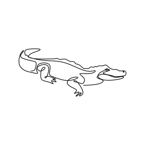 Krokodyl Jeden Linia Rysunek Minimalistyczny Projekt Lineart Białym Tle — Wektor stockowy