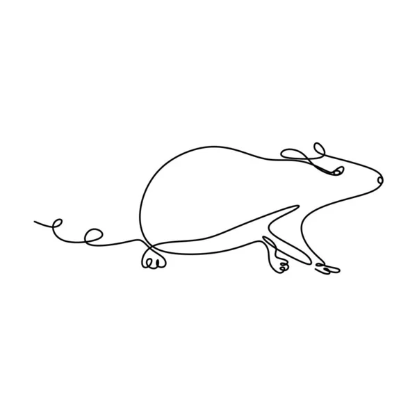 Ratón dibujo de una línea dibujado a mano estilo continuo — Archivo Imágenes Vectoriales