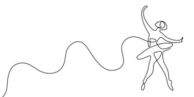 Beyaz arka plan minimalist tasarım izole vektör illüstrasyon çizim Dancing kız sürekli bir çizgi çizim