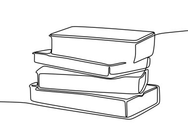 tek satırlık kitap çizimi, vektör illüstrasyon