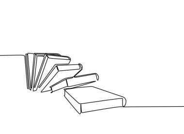 tek satırlık kitap çizimi, vektör illüstrasyon