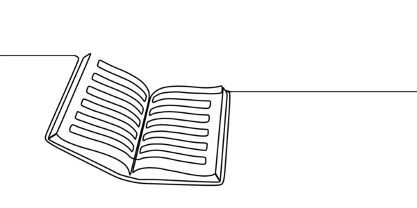 Dibujo Libro Una Línea Ilustración Vectorial — Vector de stock