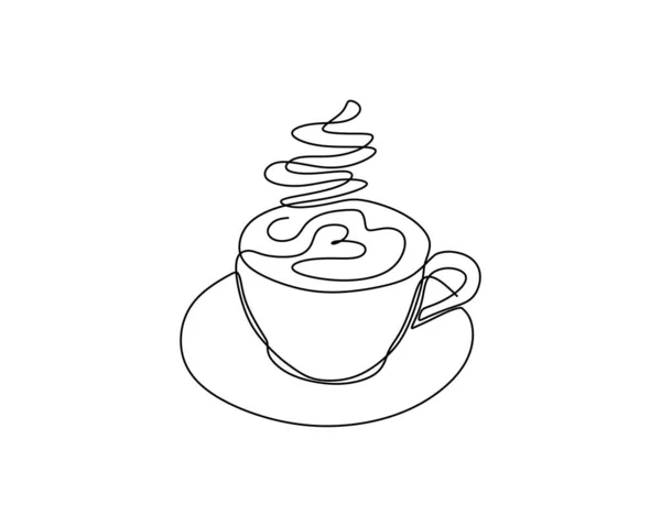 One Line Cup Coffee Drawing Vector Illustration — Stock Vector