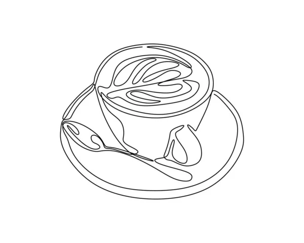 One Line Cup Coffee Drawing Vector Illustration — Stock Vector