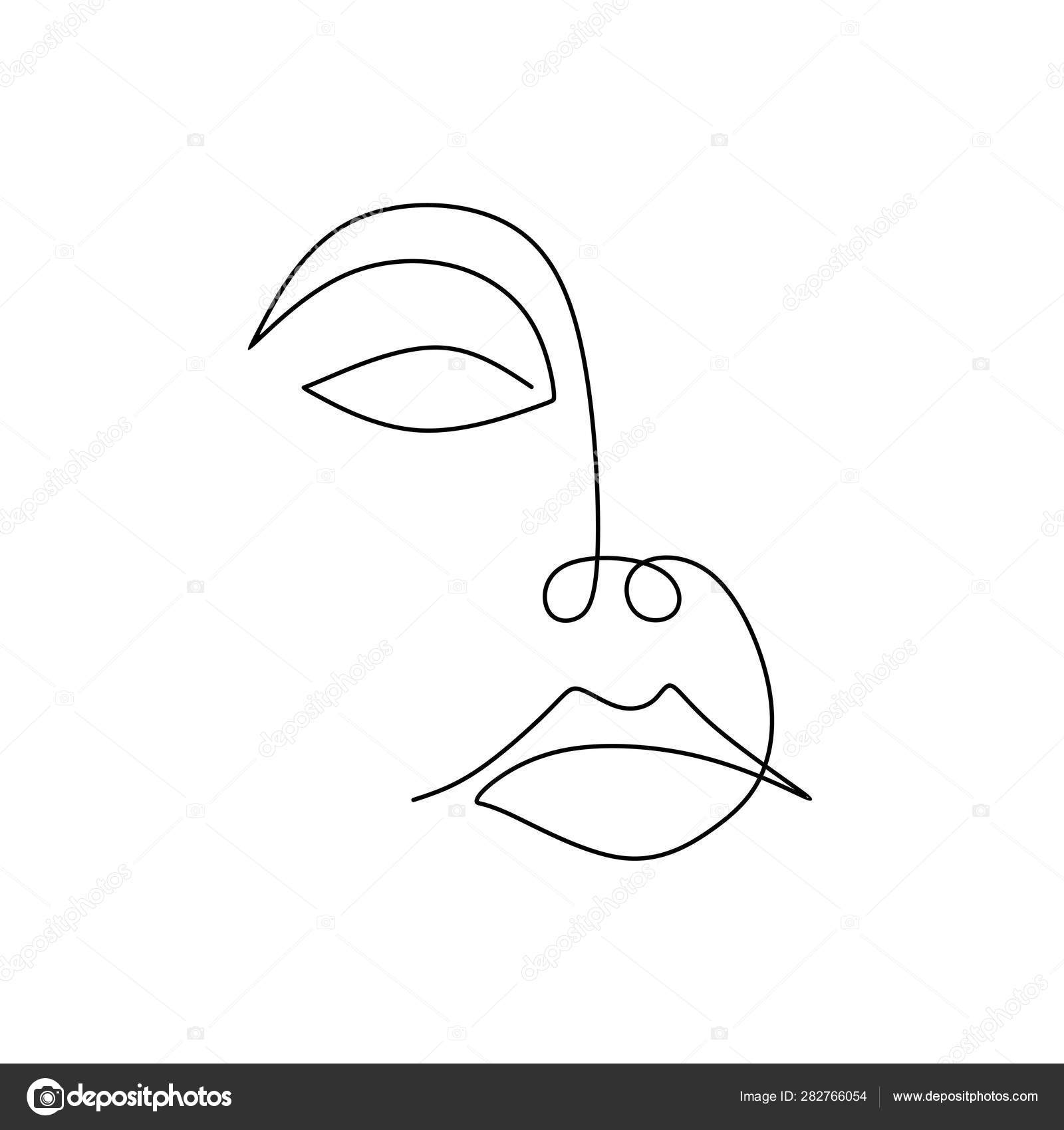 Abstract Face One Line Drawing Minimalism Vector Image By C Ngupakarti Vector Stock