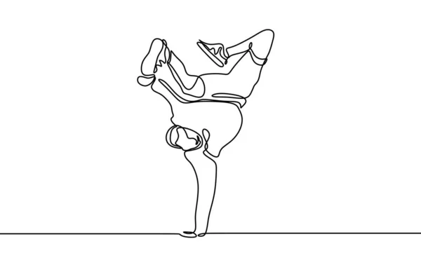 One Line Drawing Break Dance Modern Dance — стоковый вектор