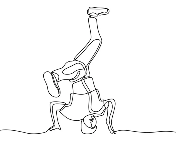 One Line Drawing Break Dance Modern Dance — стоковый вектор