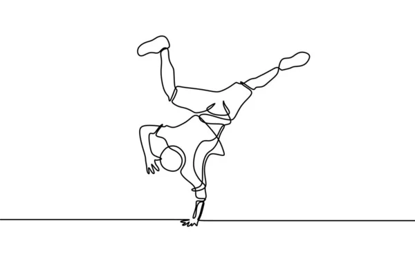 One Line Drawing Break Dance Modern Dance — стоковый вектор