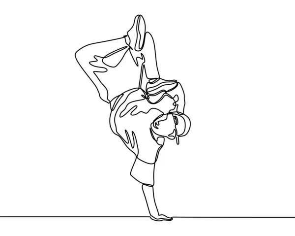 Dibujo Una Línea Break Dance Danza Moderna — Vector de stock