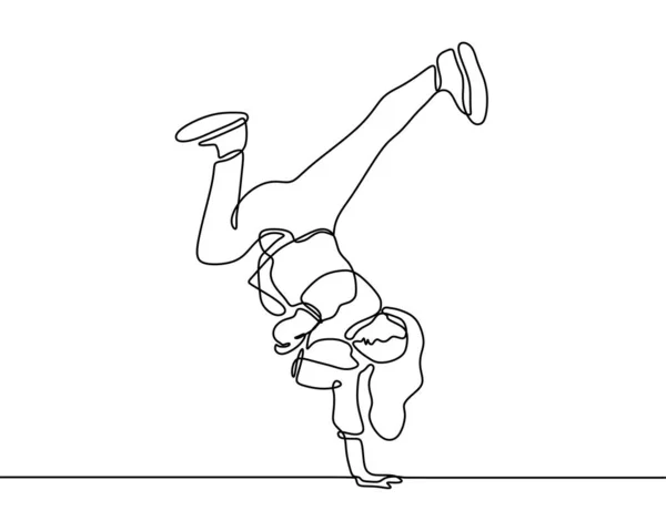 Dibujo Una Línea Break Dance Danza Moderna — Vector de stock