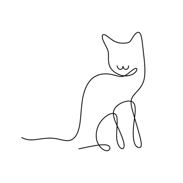 Katze Eine Linie Zeichnen Minimalismus — Stockvektor