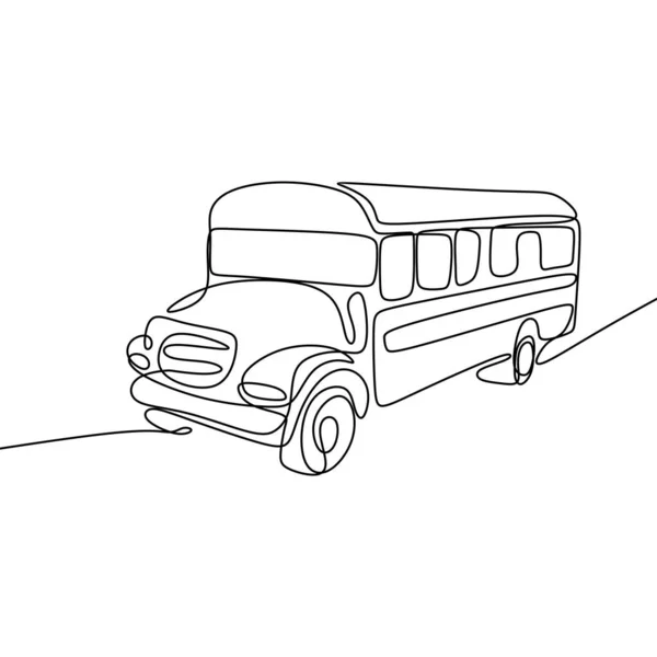 Escola Ônibus Uma Linha Minimalismo Desenho — Vetor de Stock