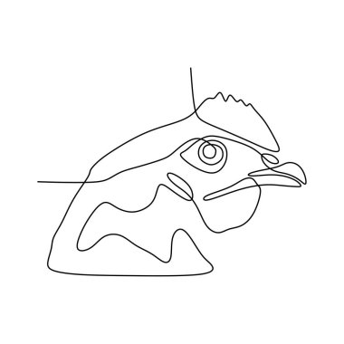 Kümes hayvanları iş için sert horoz bir sürekli çizgi çizim