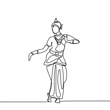 geleneksel asya dansçı bir çizgi çizim