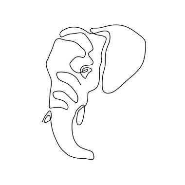 fil kafası bir çizgi minimalsm çizim