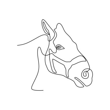 Sürekli bir çizgi at kafası minimalist tasarım vektör illüstrasyon minimalizm tarzı