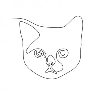 kedi yüz bir çizgi çizim