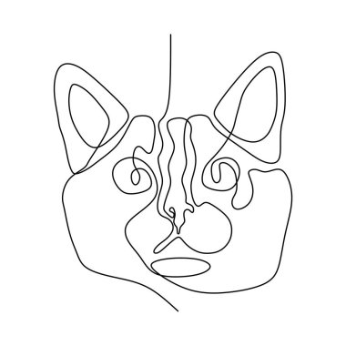 kedi yüz bir çizgi çizim