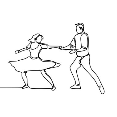 Çift dansçı bir çizgi çizim