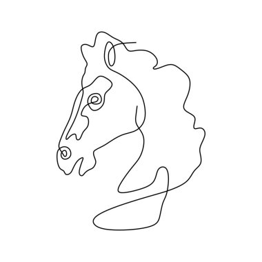 Sürekli bir çizgi at kafası minimalist tasarım vektör illüstrasyon minimalizm tarzı