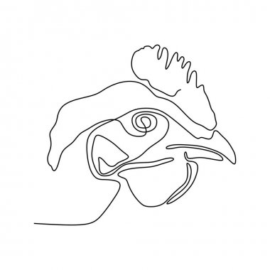 Kümes hayvanları iş için sert horoz bir sürekli çizgi çizim