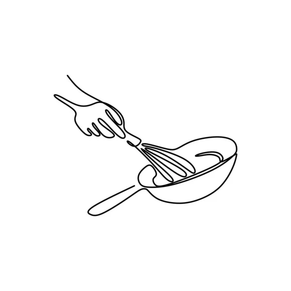 Cuisson Dessin Une Ligne Design Minimaliste — Image vectorielle