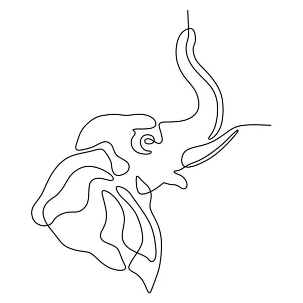 Elephant Head One Line Drawing Minimalsm — Stock Vector