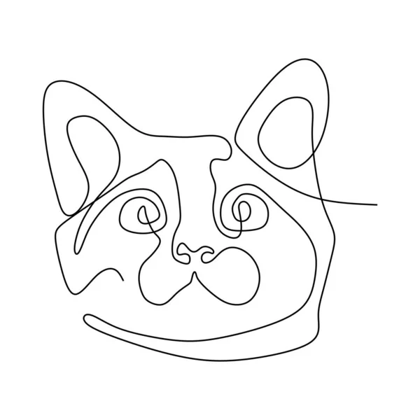 Cat Face One Line Drawing — Stock Vector