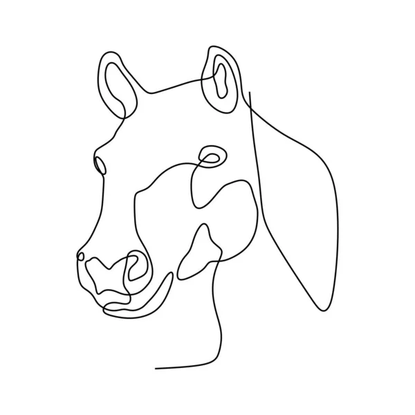 Continuous one line horse head minimalist design vector illustration minimalism style — Stock Vector