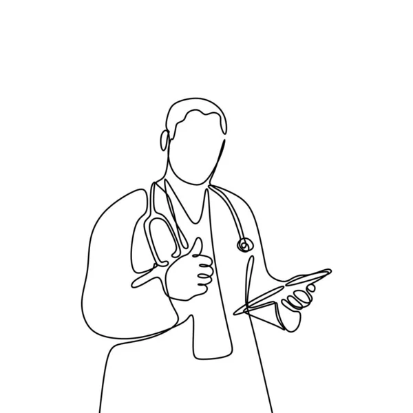 Doctor Dibujo Una Línea Diseño Minimalista — Archivo Imágenes Vectoriales