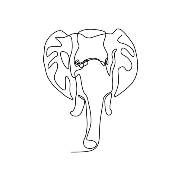 Elefant Huvud Linje Ritning Minimalsm — Stock vektor