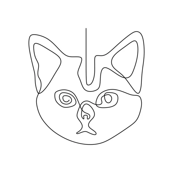 Кошка Лицом Одной Линии Рисунка — стоковый вектор