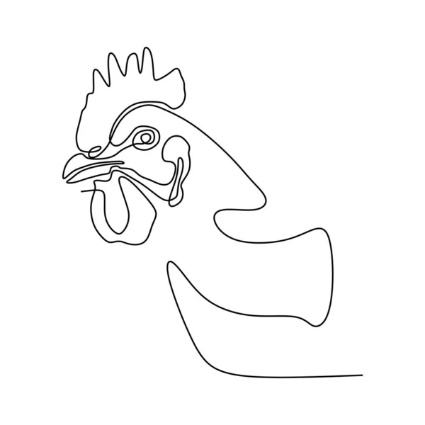 Una línea continua de dibujo de gallo duro para el negocio avícola — Vector de stock