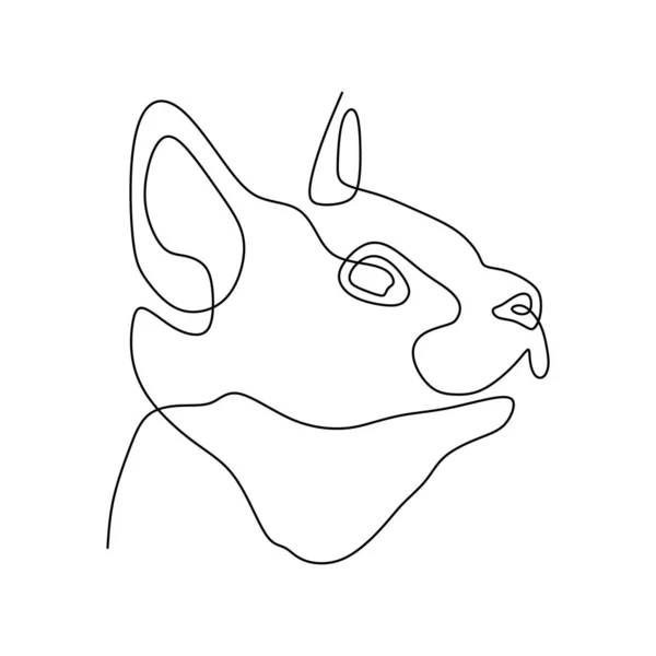 Gato Cara Una Línea Dibujo — Vector de stock