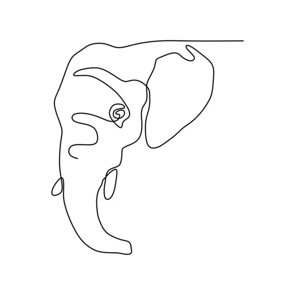Testa Elefante Una Linea Disegno Minimalismo — Vettoriale Stock